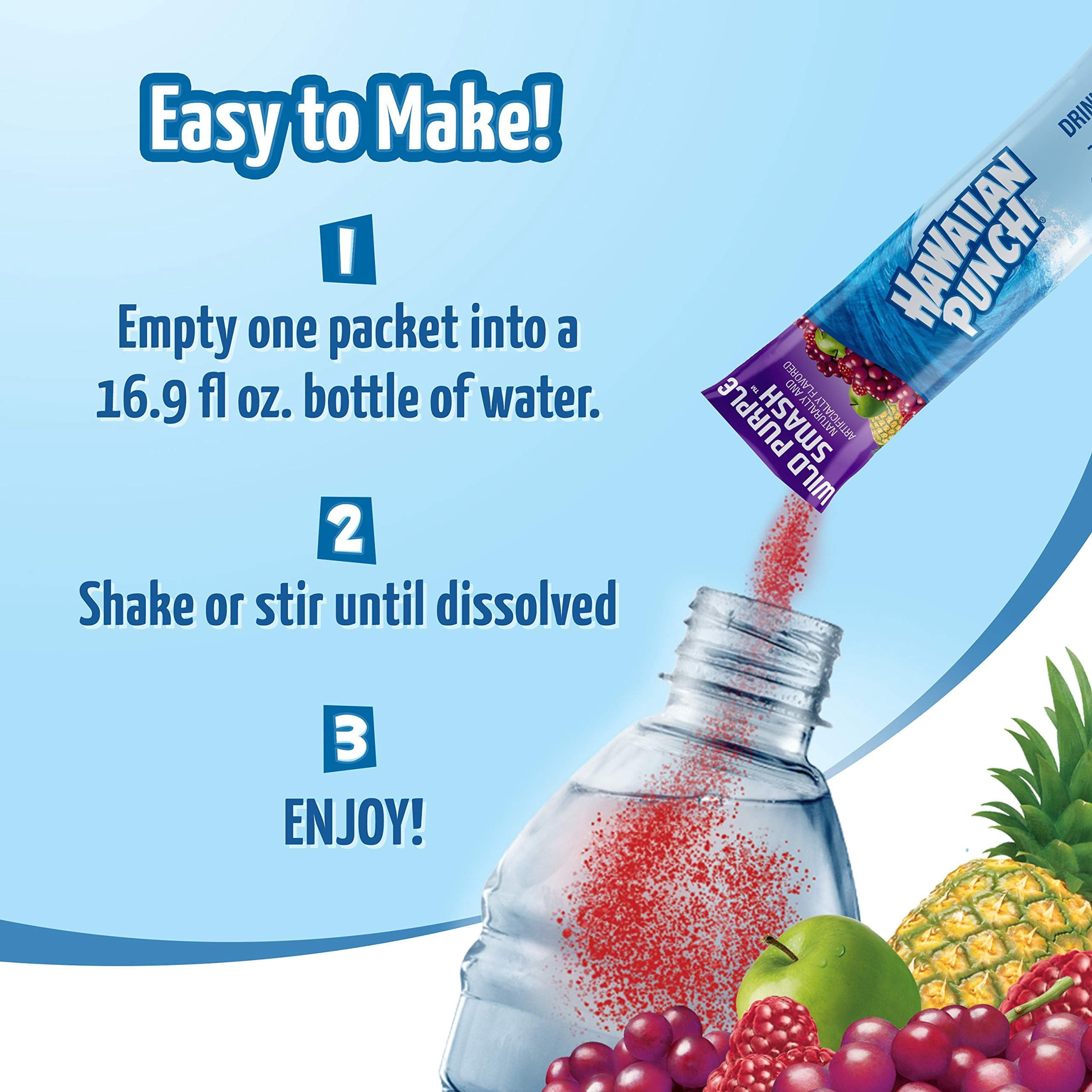 6x Hawaiian Punch Magic Mix Genie Wishes Go Singles Drink Mix Water Beverage 8 Sticks Per Pack Sugar Free