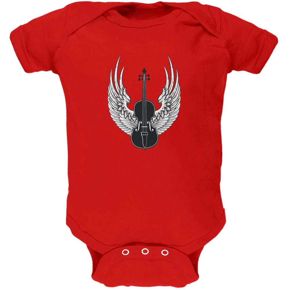 Winged Violin Red Soft Baby One Piece 