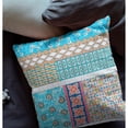 thumbnail image 3 of 18" Turquoise White Patch Blown &amp;amp; Closed Suede Throw Pillow, 3 of 4