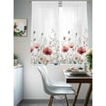 thumbnail image 4 of Red Poppy Flower Sheer Curtains for Living Room Bedroom Garden Floral Botanical Painting Sheer Curtains 63 Inch Long 2 Panels Set Light Filtering Curtain Window Treatments Drapes for Dining Room, 4 of 6