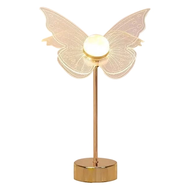 Lámpara de mesa Retro oro acrílico mariposa Shell LED lámpara de escritorio atenuación continua