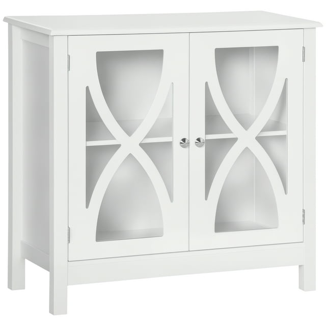 HOMCOM Kitchen Sideboard, Glass Door Buffet Cabinet with Adjustable Shelf