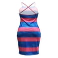 thumbnail image 4 of Women Halter Bodycon Sleeveless Ruched Spaghetti Strap Tie Dye Printing Club Party Mini Dress, 4 of 6