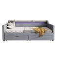 thumbnail image 5 of Newboti Twin Size Daybed with 2 Storage Drawers and 2-Tier Shelf & Wireless Charger/USB/Type-C Port, Modern Linen Upholstered Sofa Day Bed Frame with Smart LED Light for Livingroom, Apartment,Ligh 097, 5 of 13