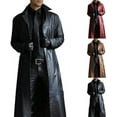thumbnail image 3 of Mens Leather Trench Coat Full Length Black Classic Faux Leather Long Coat Retro Black Leather Jacket Long Steampunk Overcoat, 3 of 3