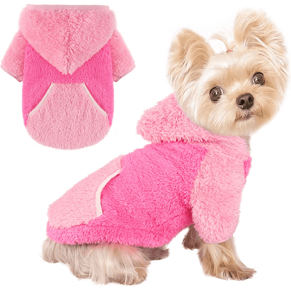 Dog Sweaters for Small Dogs Boy Girl Fleece Small Dog Hoodie Winter Puppy Sweater,Rose Pink XXS