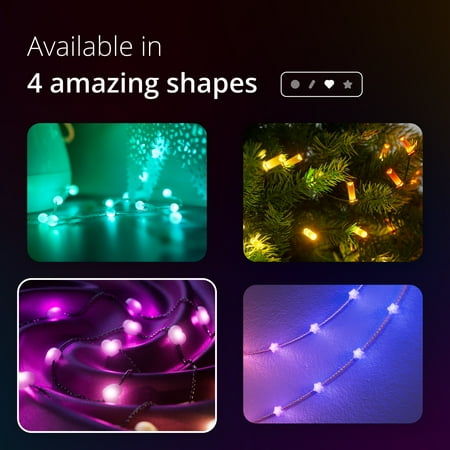 Twinkly Candies Heart Shaped 100 RGB LED Smart Light String Clear Wire USB-C - Multicolor