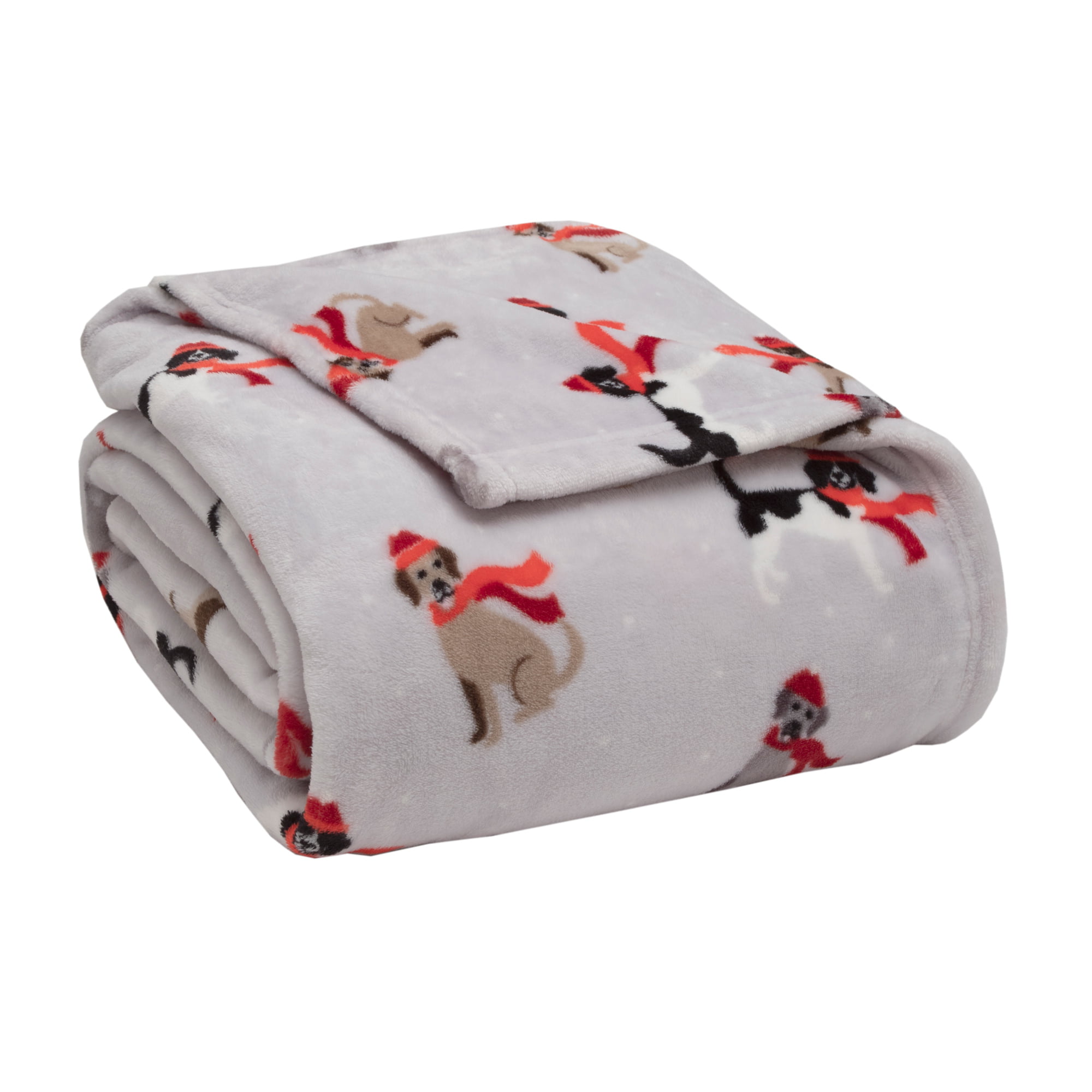 Plush Velvety Holiday Winter Dog Puppy Animal Lover Full/Queen Blanket Oversized Christmas Throw