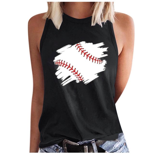 Débardeur Sans Manches à Imprimé Décontracté d'Été pour Femmes Style Baseball