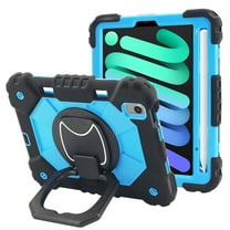 Vena For Apple iPad mini Case For Kids (8.3"), iPad mini A17 Pro Case 360° Rotating Hand Strap Stand, iPad mini 6th Generation Case Pencil Holder,Blue