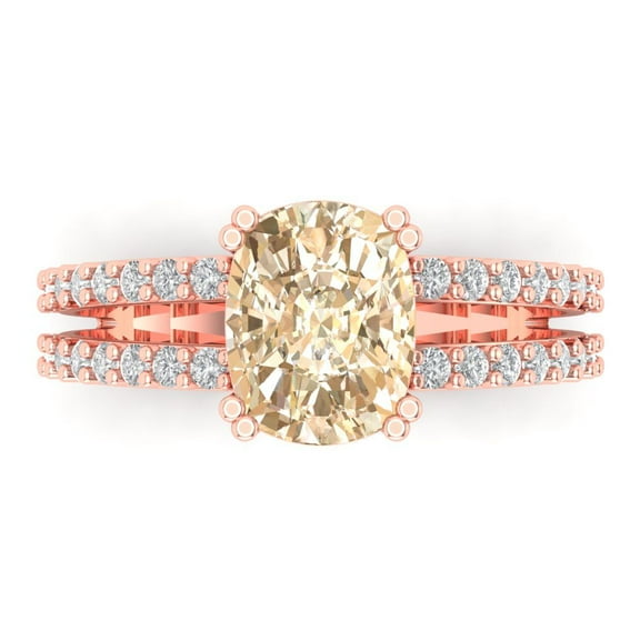 Solitaire with Accents Engagement Ring for Women - 3.48ct Natural Morganite in 14K Rose Gold Promise Ring