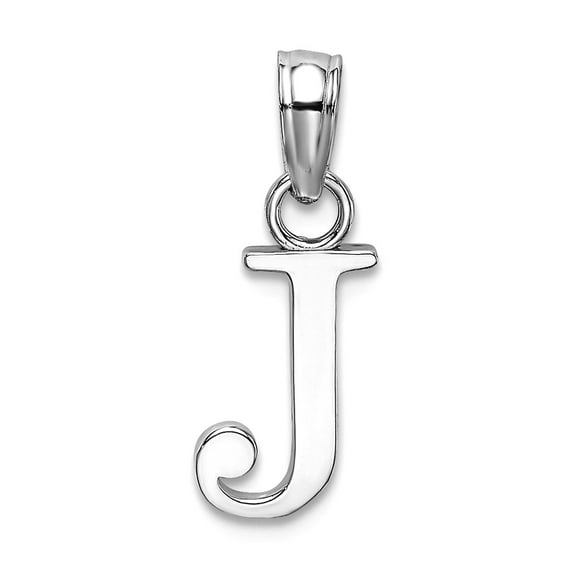 10k White Gold J Block Letter Name Personalized Monogram Initial High Polish Charm 9.4x5.6mm Wide Pendant Necklace for W