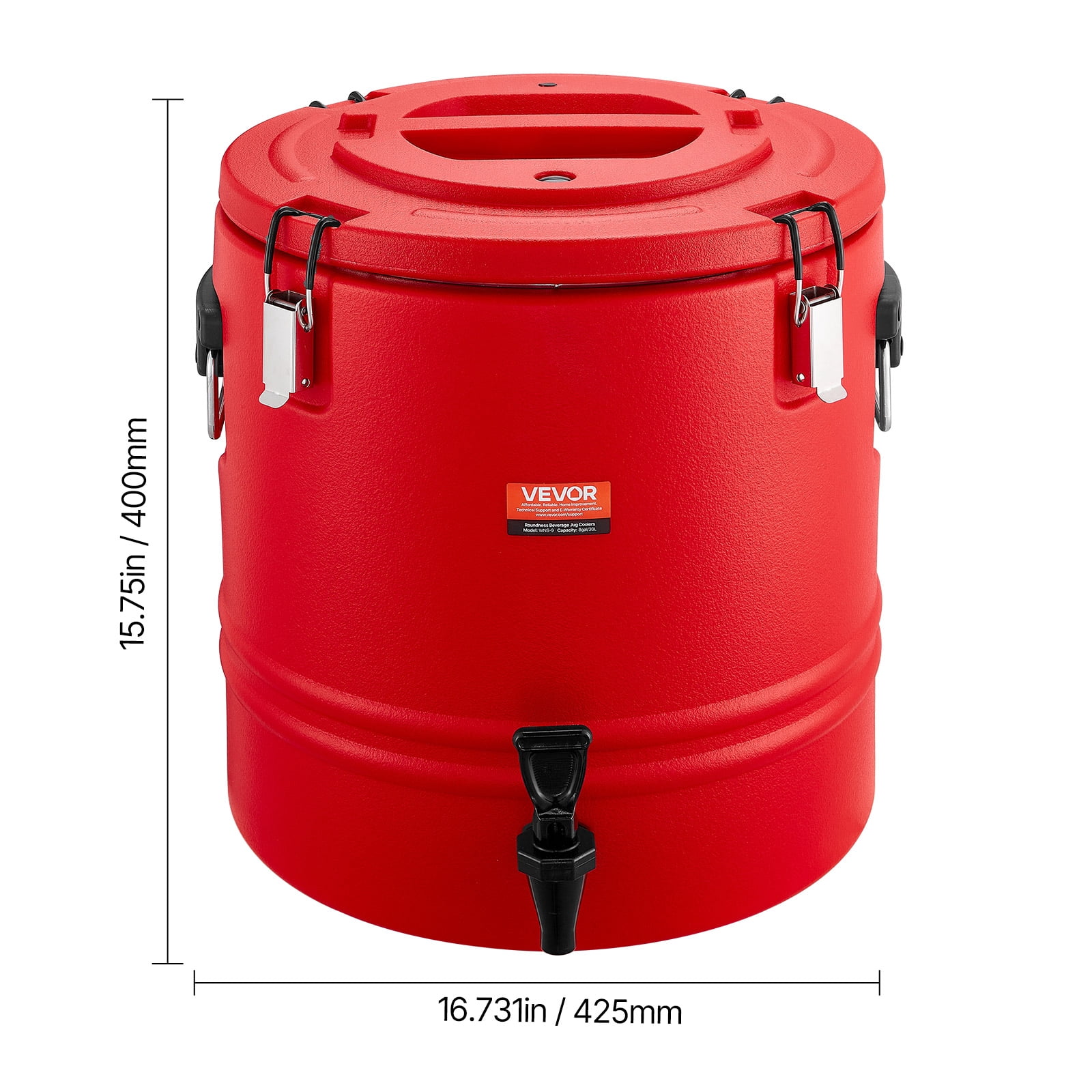 VEVOR Insulated Beverage Dispenser, 8 Gal/30.3L Thermal Hot and Cold Drink Server Dispenser with Spigot, Food-Grade Cooler Jug with 304 Stainless Steel Interior, for Tea Coffee Restaurant Outdoor