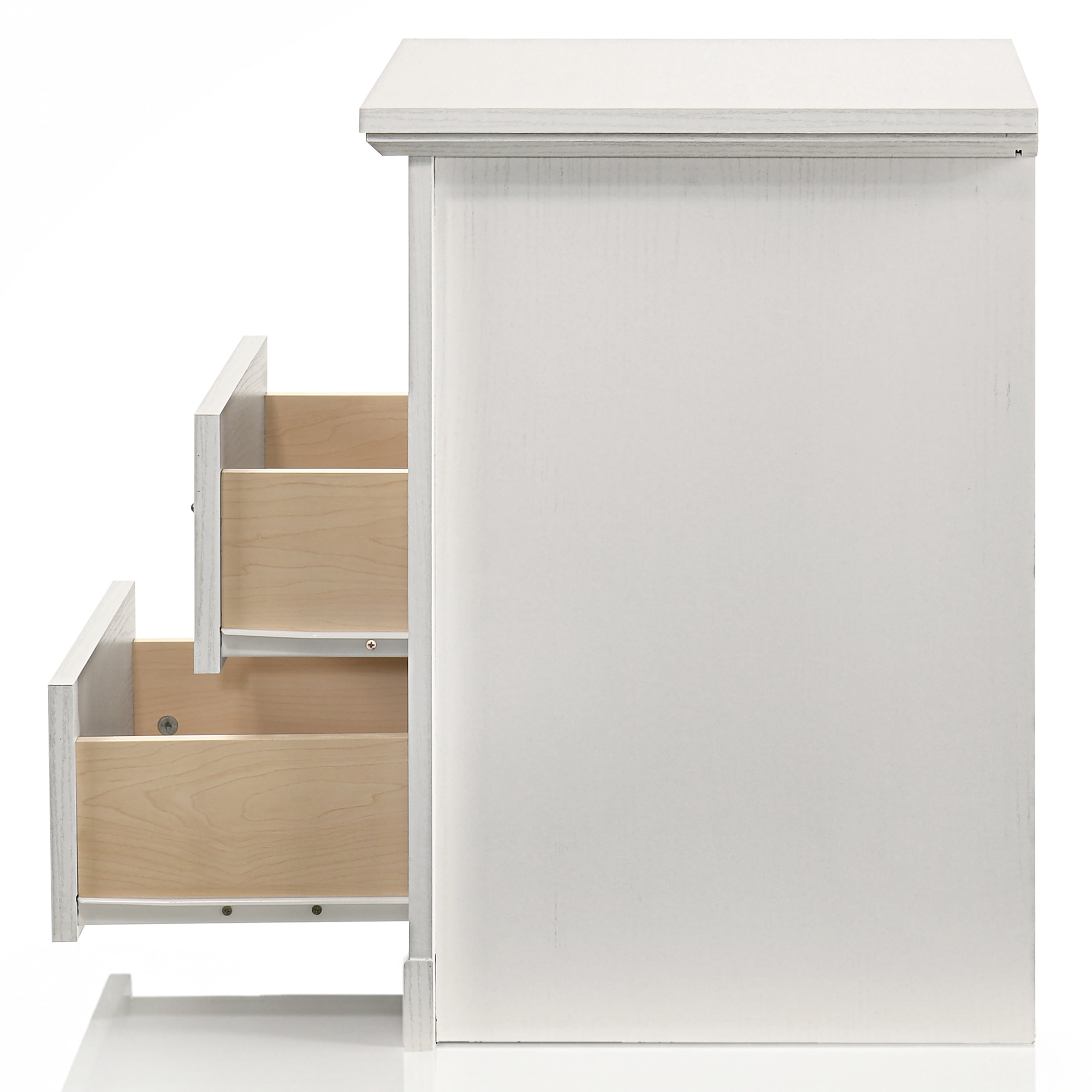 Furniture of America Chara Modern Wood 2-Drawer Kids Nightstands with Open Top Shelf, Set of 2, White