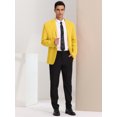 thumbnail image 3 of Chaqueta de lino para hombre Sólido Slim Fit Chaqueta deportiva ligera de un solo pecho Blazer Amarillo L Unique Bargains Blazer, 3 of 6