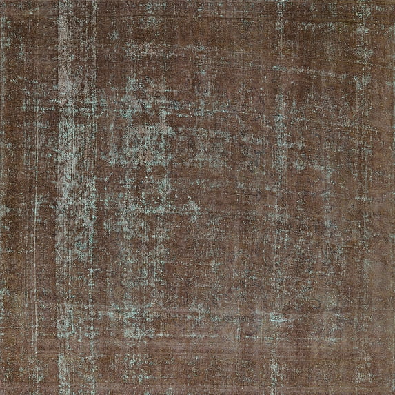 Ahgly Company Indoor Square Oriental Turquoise Blue Industrial Area Rugs, 7' Square