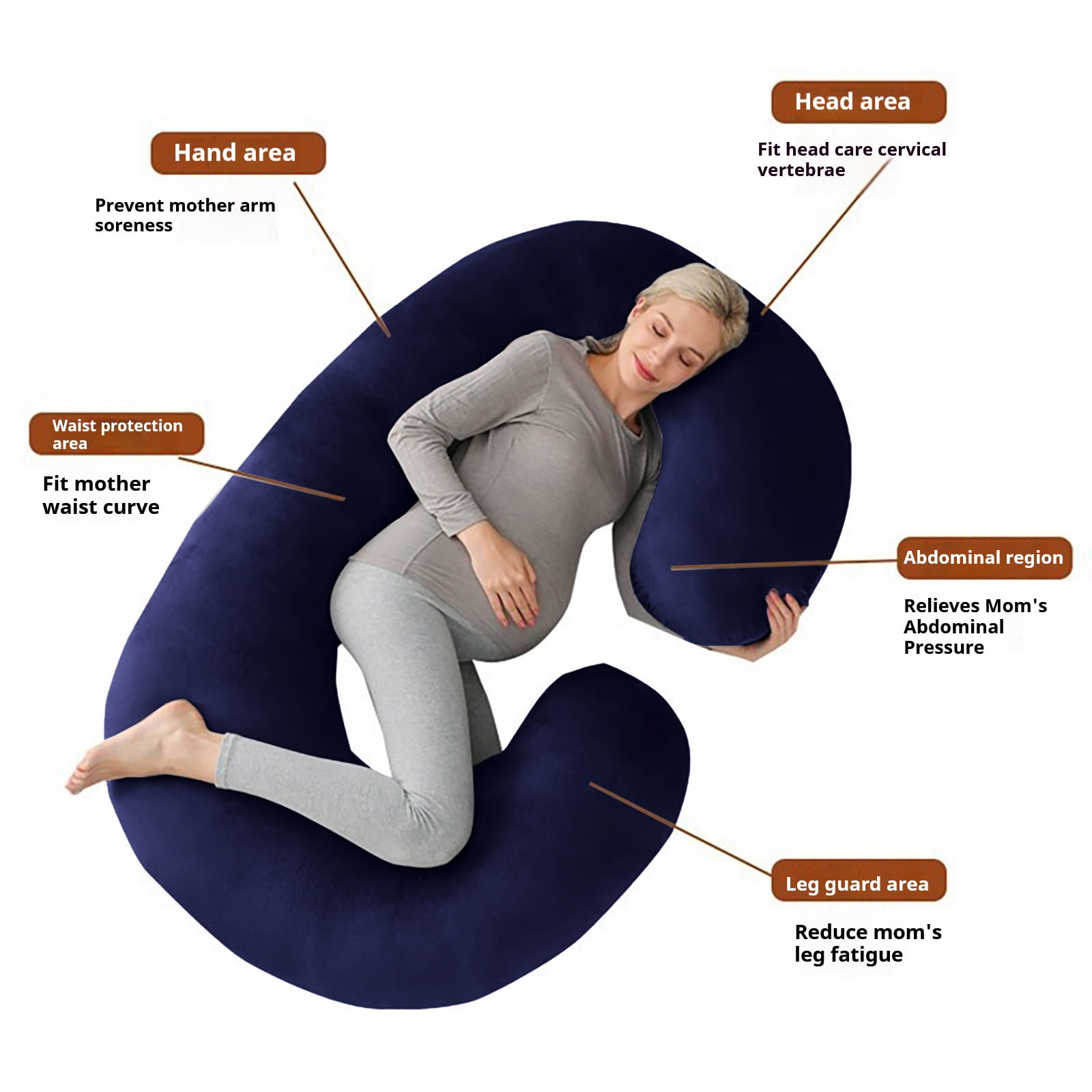 Pregnancy Pillows, U Shaped Full Body Maternity Pillow 51 inch, Pregnant Women Must Haves Pregnancy Pillows for Sleeping with Removable Cover,Dark Blue