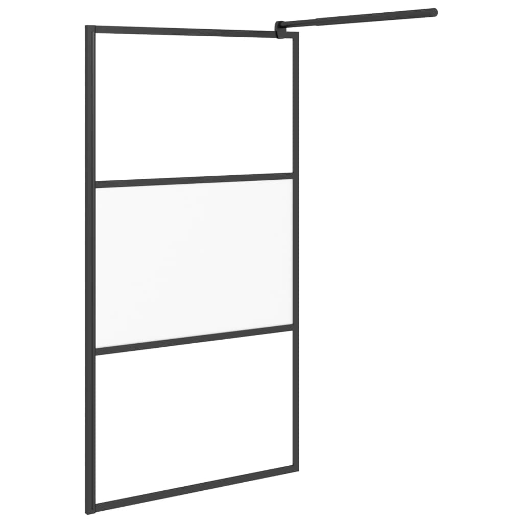 vidaXL Walk-in Shower Wall 39.4"x76.8" Half Frosted ESG Glass Black