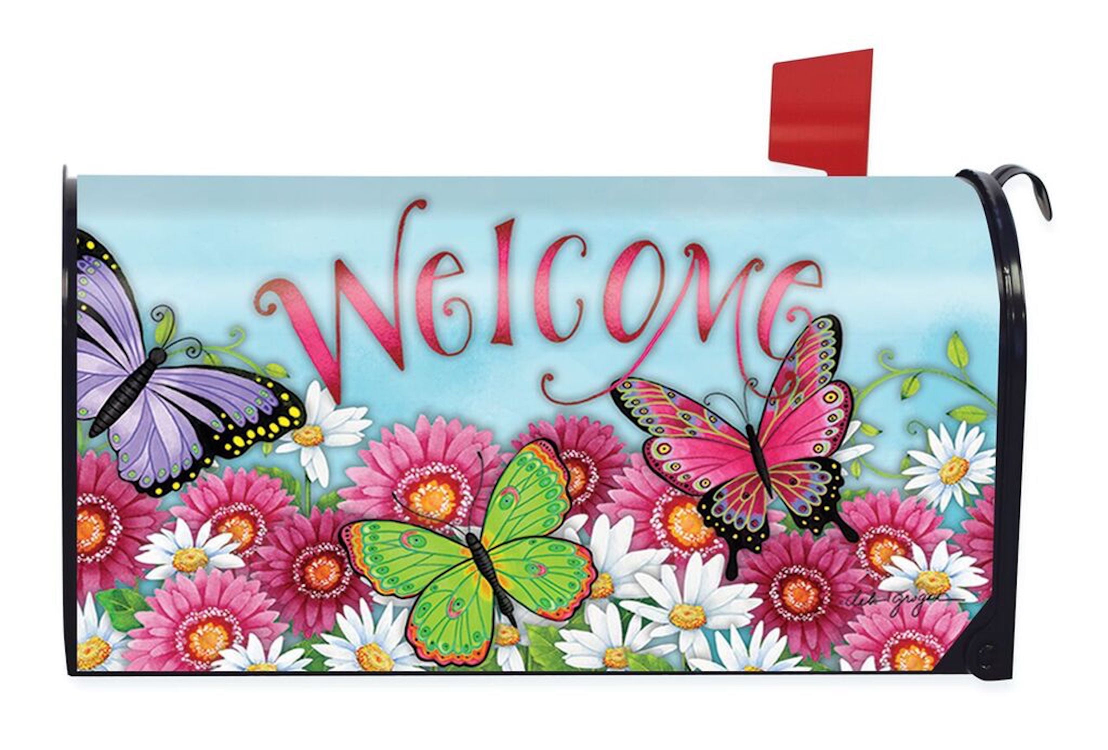 Butterfly Welcome Spring Magnetic Mailbox Cover Floral Briarwood Lane Standard by