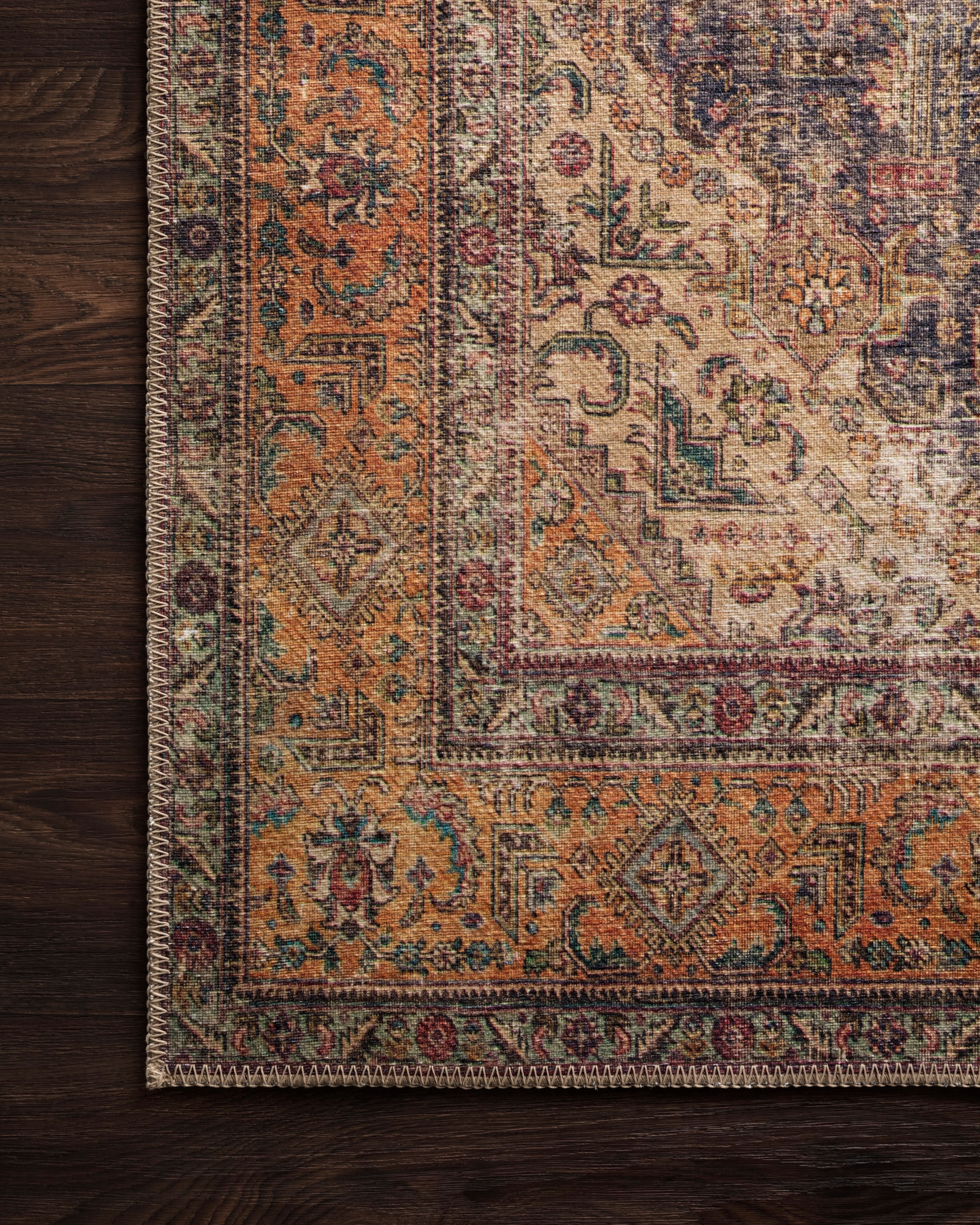 Loloi Loren Collection LQ-02 Plum / Multi Oriental Area Rug 2'-6" x 7'-6"