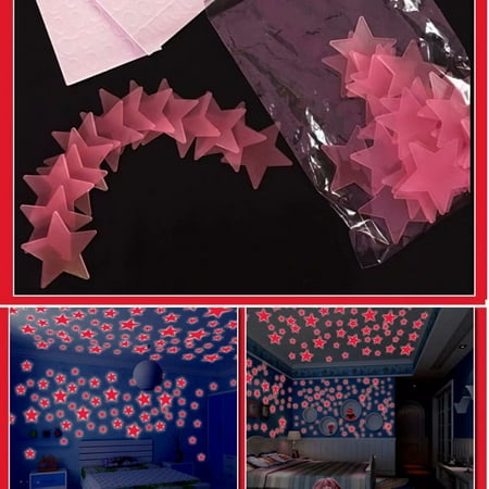 Akoyovwerve 100pcs 3d Glow In The Dark Stars Ceiling Wall Lighting