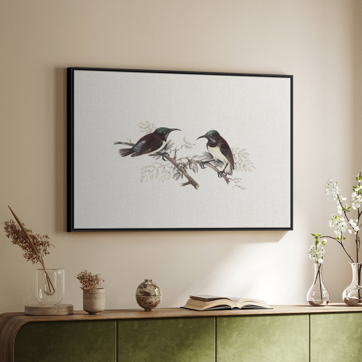 Vintage Animal Print-III By Wexford Home Framed in Black Wood Gallery Wrapped Canvas 25 in. x 37 in.