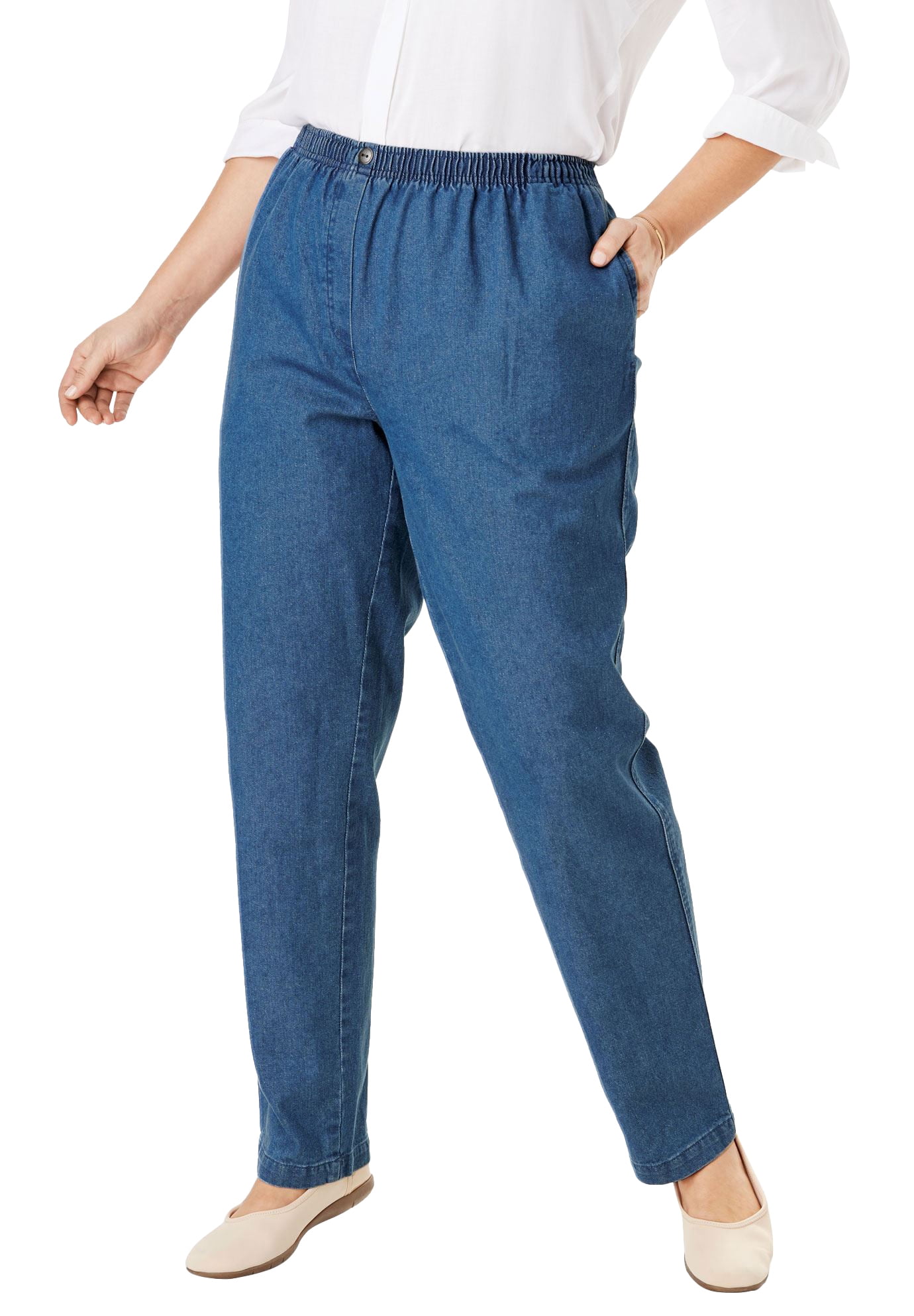 Woman Within - Woman Within Women's Plus Size Petite Elastic-Waist