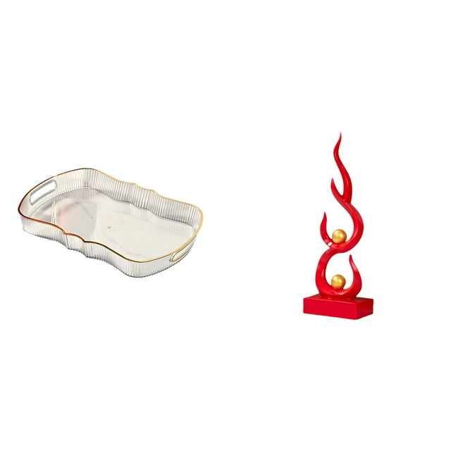 Bandeja de almacenamiento,Bandeja rectangular para servir,bandeja para postres y frutas de cocina,Escultura abstracta de fuego,Estatua de arte abstracto para decoración del hogar,Escultura de
