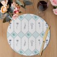thumbnail image 3 of Teal Flowers Geometric Round 13 Inch Placemats Set of 6, Spring Floral Elegant Pastoral HeatResistant Non Slip Place Mats for Dining Table, Wipeable Braided Kitchen Table Mats for Housewarming, 3 of 9