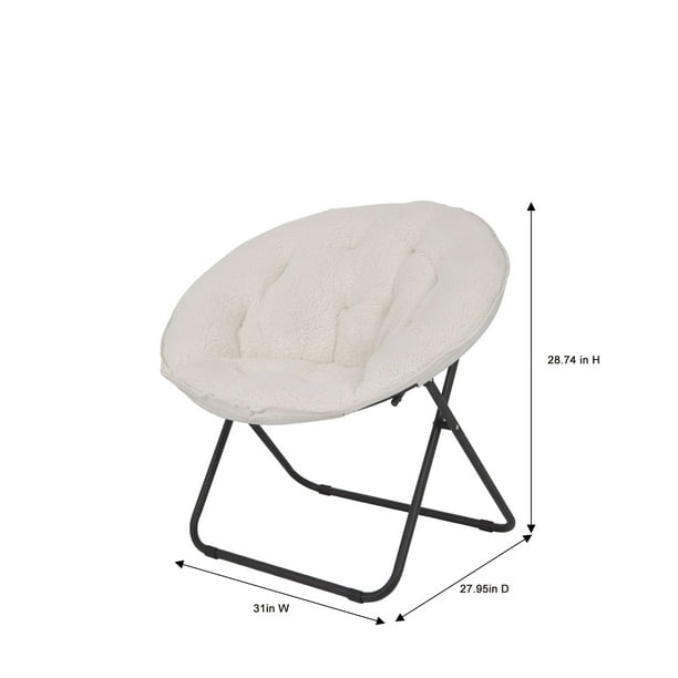 Mainstays Sherpa Steel Folding Chair, off-White