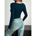 thumbnail image 5 of MOYIKO Square Neck Tops for Women Long Sleeve Slim Fitted Shirts Tight Tees, 5 of 9