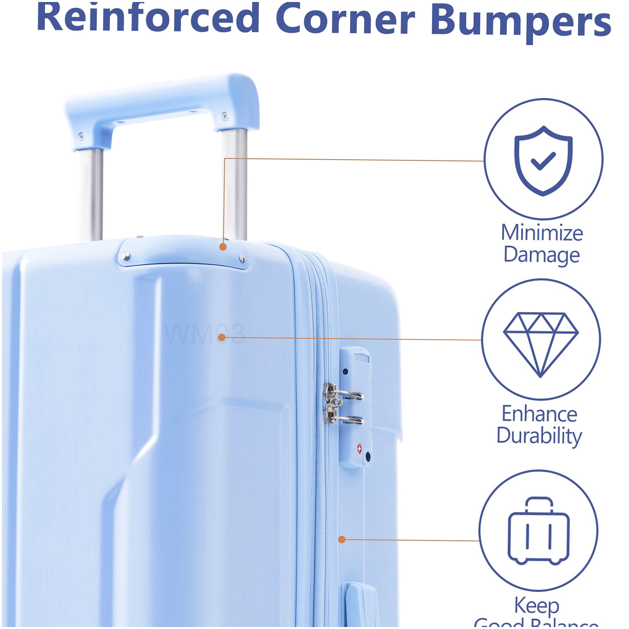 28-inch Lightweight ABS Hardshell Suitcase, Sky Blue Expandable Check-in Luggage with 4 Spinner Wheels