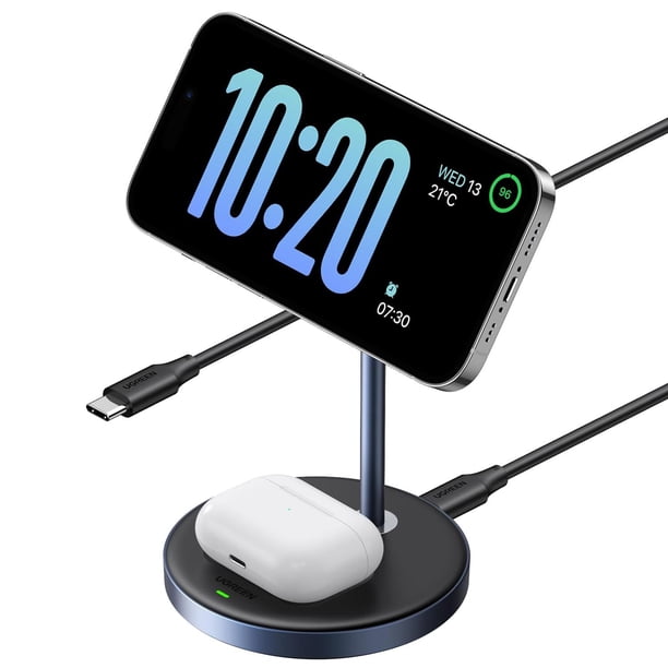 Soporte de Carga Inalámbrico UGREEN Blanco Qi 3 en 1 para iPhone y AirPods