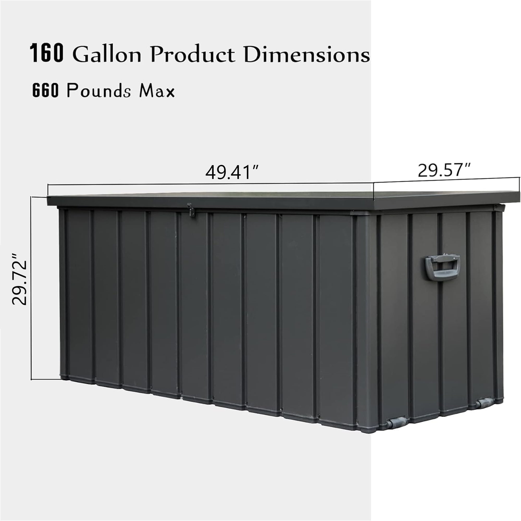 Outdoor Deck Box, 160 Gallon Waterproof Patio Storage Bin for Garden Tools Furniture Cushions Pool Supplies, Dark Gray