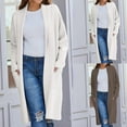 thumbnail image 4 of Baberdicy Cardigan Sweater Women's Autumn and Winter Solid Color Fashionable Thin Lapel Long Woolen Coat Casual Cardigan Women's Cardigans Coffee, 4 of 5