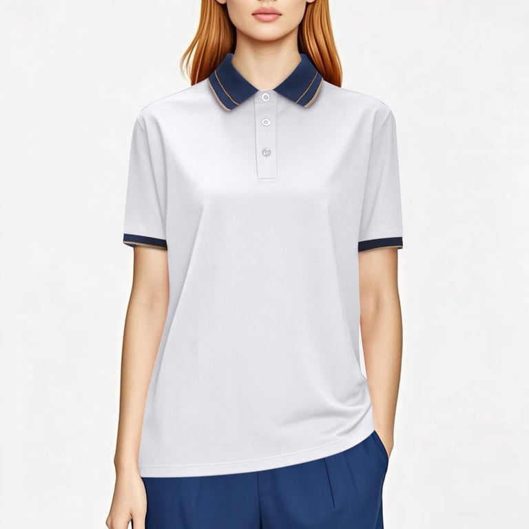 hotojiny Women's Golf Shirt Plus Size Short Sleeve Collar Button Tops  Lightweight Loose Athletic Work Business Tee Clothes - Walmart.com