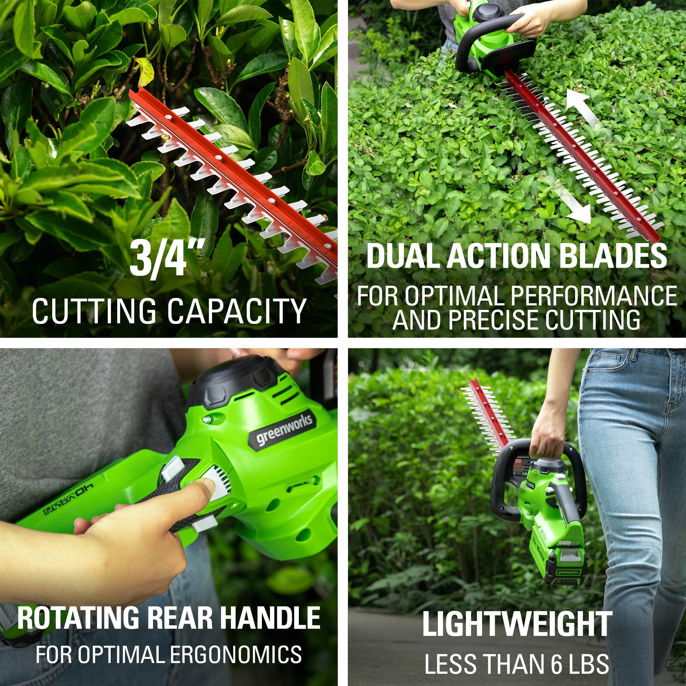 Greenworks 40V 24-inch Hedge Trimmer with 2.5 Ah Battery and Quick Charger, 2207902