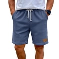 thumbnail image 2 of Domzle Mens Waffle Shorts Summer Casual Textured Knit Drawstring Elastic Waist Comfy Short with Pockets Beach Vacation Navy L, 2 of 7