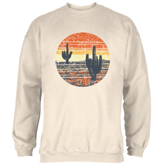 Vintage Cactus Sunset Mens Sweatshirt Natural X-LG