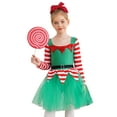thumbnail image 4 of Aislor Girl Christmas Candy Cane Dance Dress Long Sleeve Ballet Gymnastics Tutu Dress Sequins Santa Green 12, 4 of 7