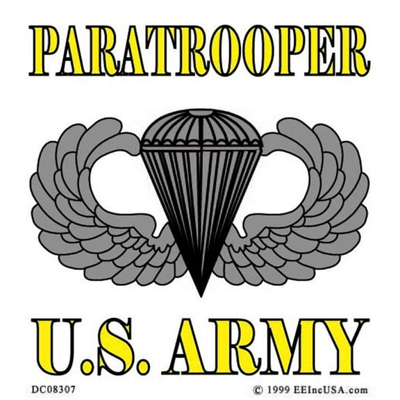 Eagle Emblems DC8307 Sticker - Army Paratrooper, Basic - Clear Vinyl - 3.25 x 3.5 in.