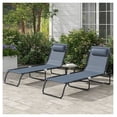 thumbnail image 2 of Folding Chaise Lounge Chairs Set of 2, 4-Position Reclining Patio Chairs, Mesh Sun Tanning Lounger for Beach, Poolside, Yard, Gray, 2 of 9