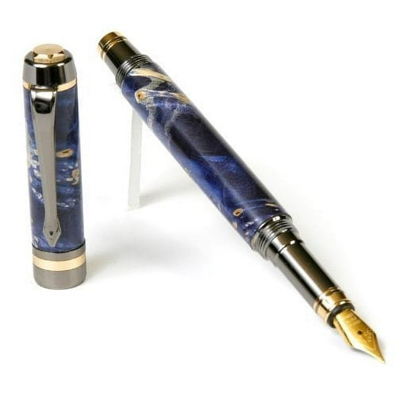 Lanier Pens - Elite Fountain Pen - Gun Metal - Blue Box Elder