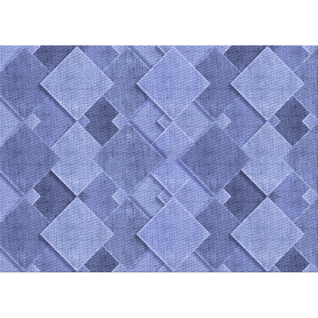 Ahgly Company Tapis d'Intérieur Lavables en Machine, Rectangle Denim Bleu Transitionnel, 5' x 7'