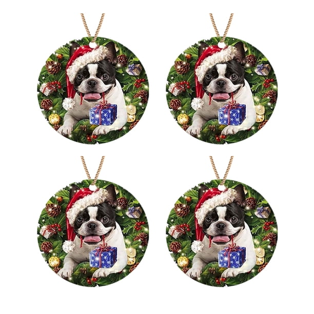 Adornos navideños Navidad Listado de madera Guirnalda de perro Decoración de árbol de Navidad de madera Wmkox8yii gf8848
