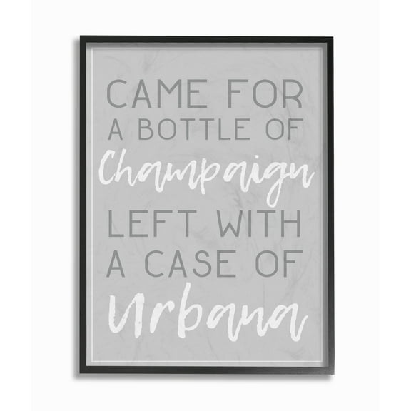 Stupell Champaign Urbana Light Grey Typography Framed Giclee Texturized Art 16 x 20