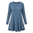 thumbnail image 2 of Women's Ribbed Knit Crewneck Tunic Tops Fall Long Sleeve Button Detail Fashion Lightweight Sweater S-XXL, 2 of 6
