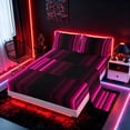 thumbnail image 2 of meiyoeat Modern Pink Striped Full Size Sheets, Luxury Dark Gradient Bed Sheets for Boys, Pink, 4pcs, 1 Flat Sheet, 1 Fitted Sheet and 2 Pillowcases, 2 of 6