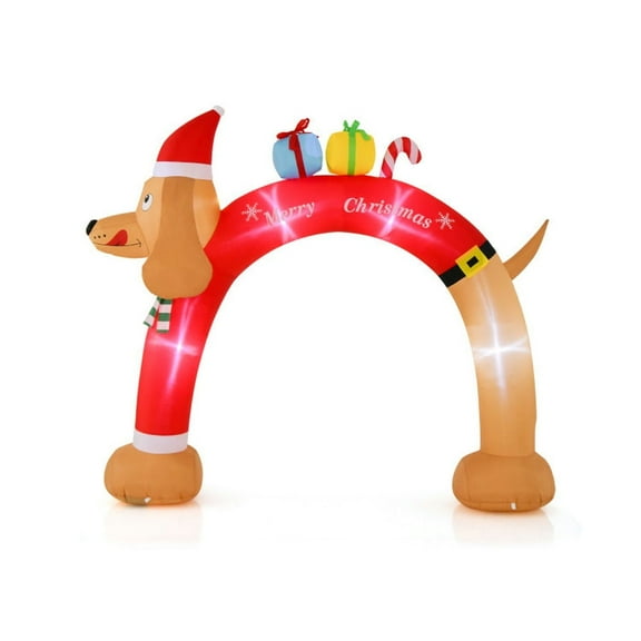 Resenkos Inflatable Christmas Decor,8 Feet Lighted Inflatable Christmas Dachshund Arch with Air Blower