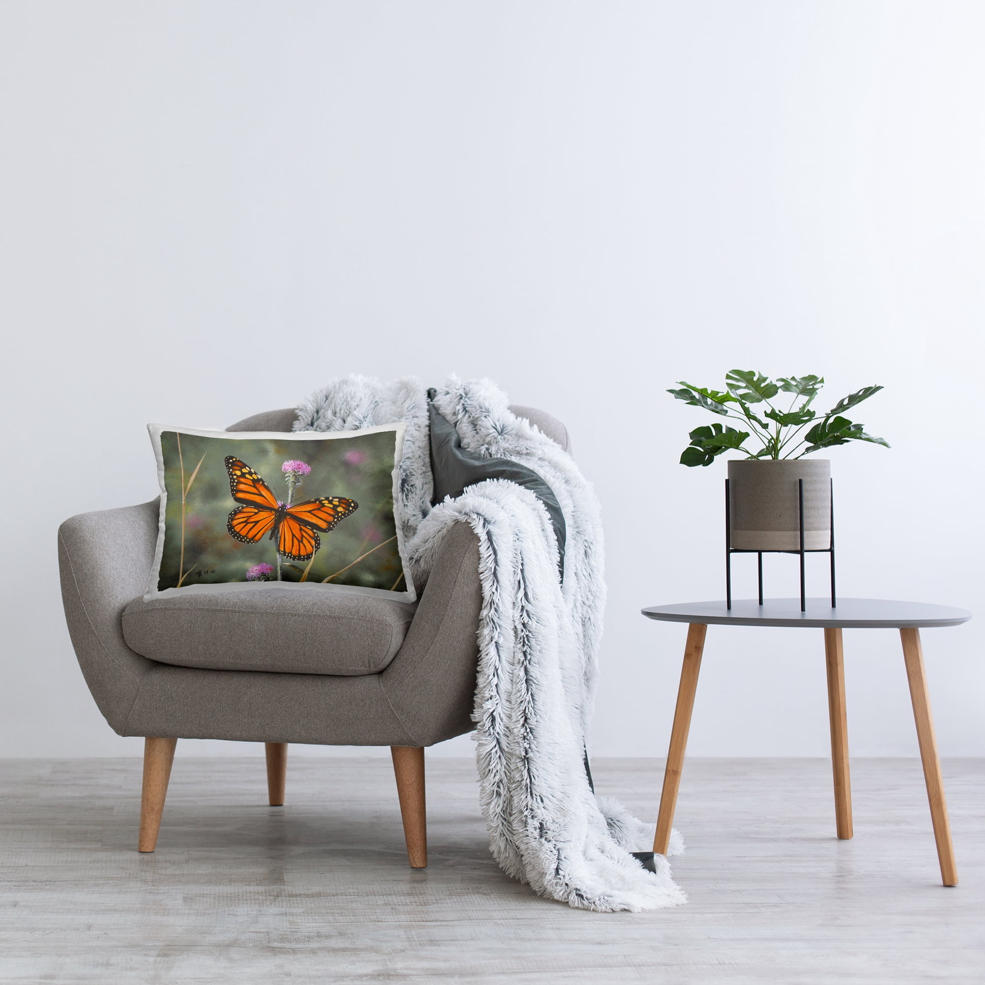 Stupell Industries Summer Visitor Butterfly Decorative Printed Throw Pillow Design by Mark Kelso.